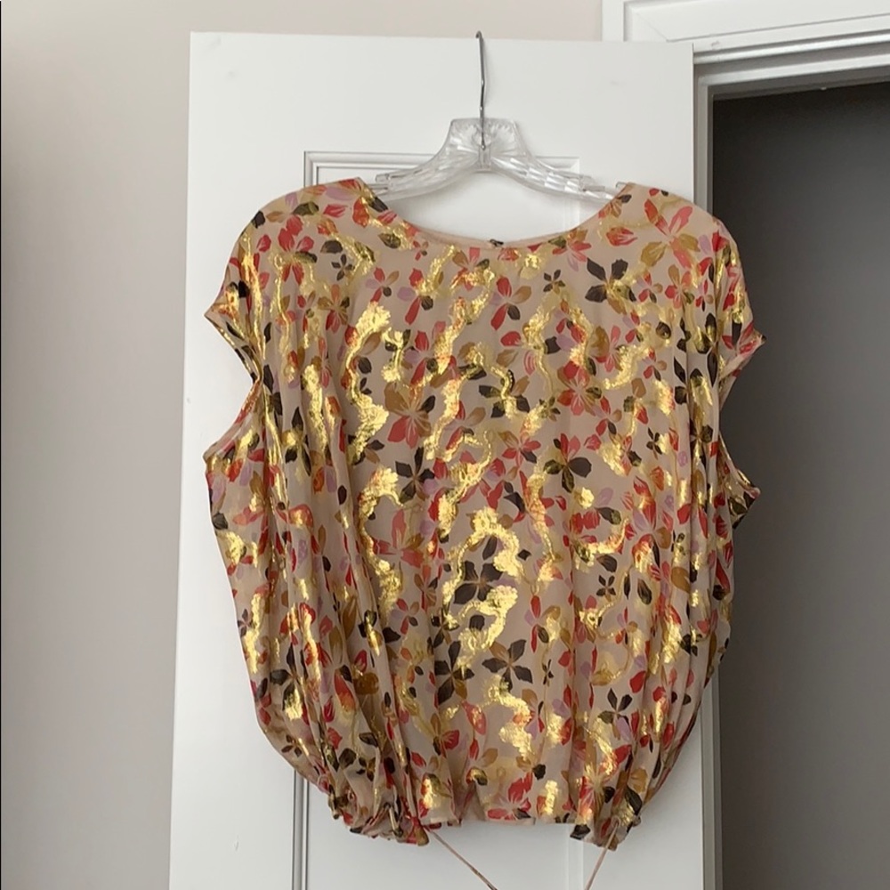 Diane Von Furstenburg Metallic Silk Shirt